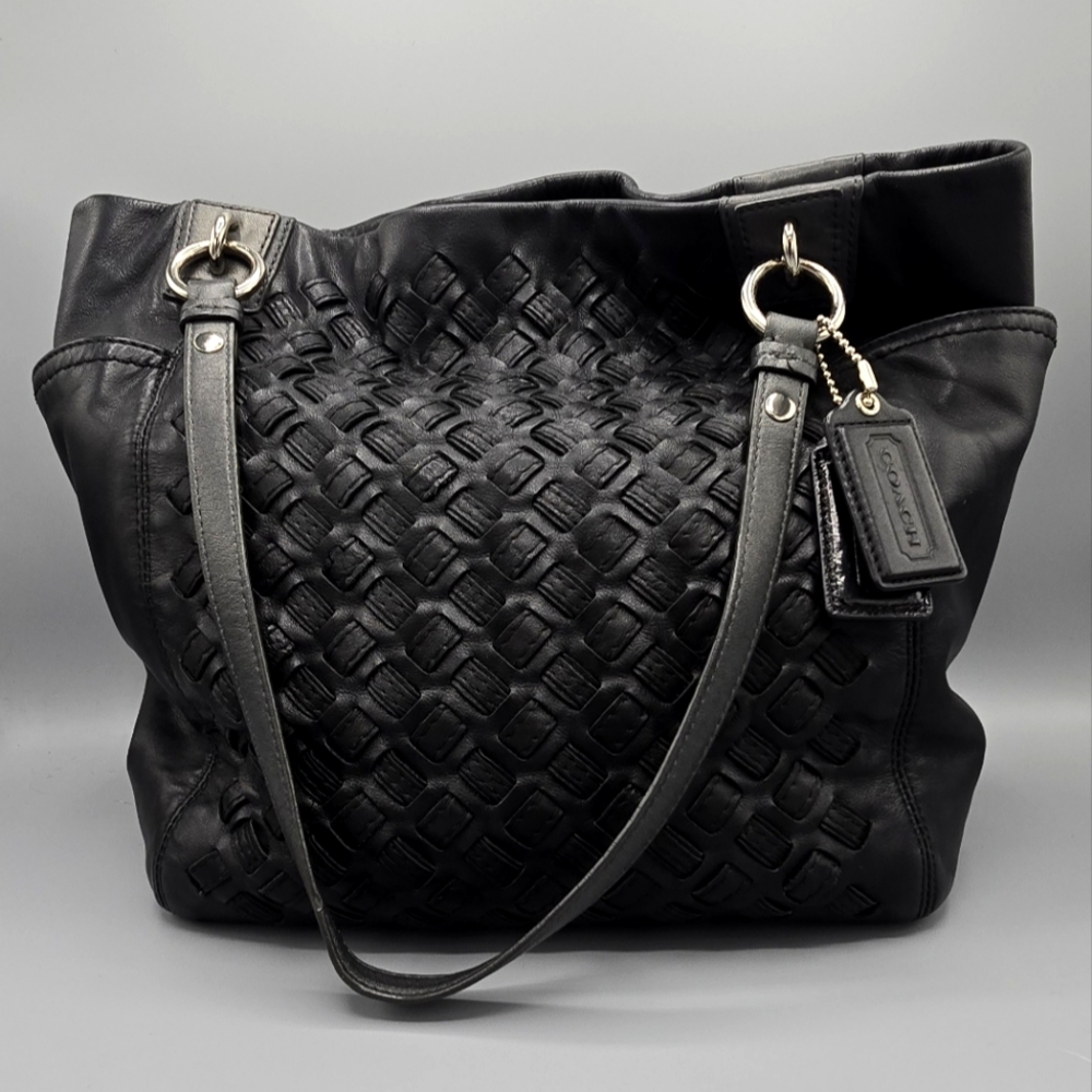 COACH NorthSouth Woven Leather Tote
